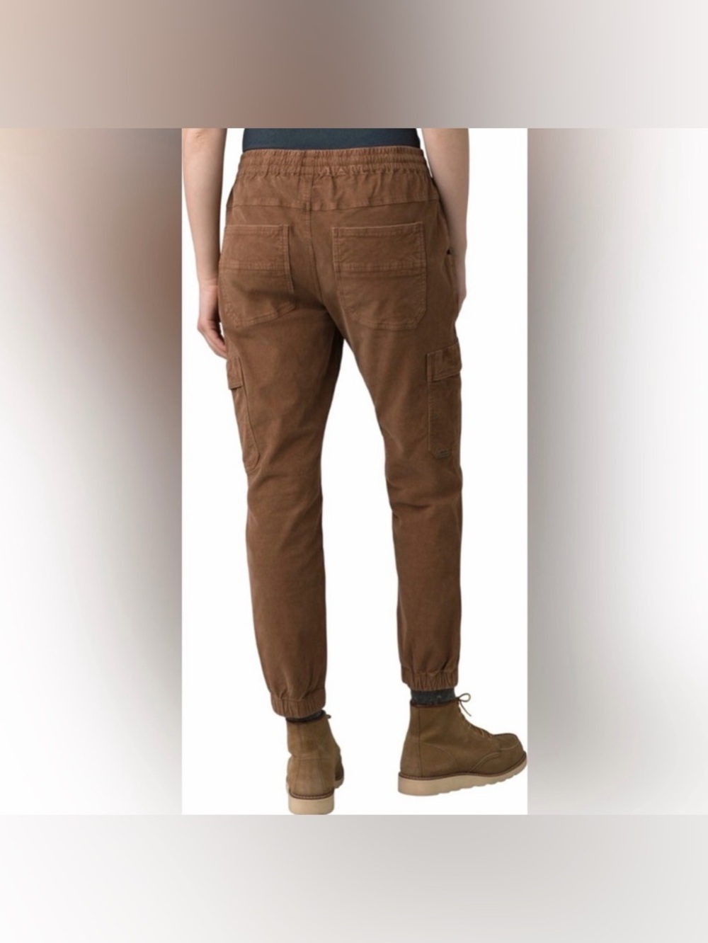 PrAna Brown Lost Highway Sepia Cargo Corduroy Jogger Pants size Medium EUC - Picture 3 of 11